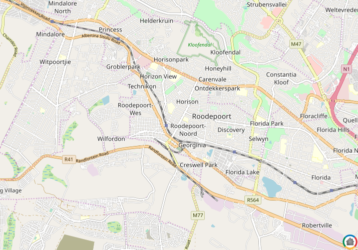 Map location of Roodepoort North